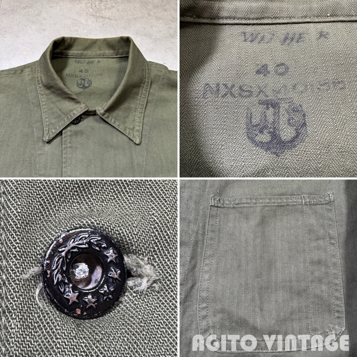U.S.NAVY 40s WWII HBT Utility Jacket Green