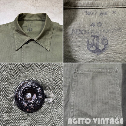 U.S.NAVY 40s WWII HBT Utility Jacket Green