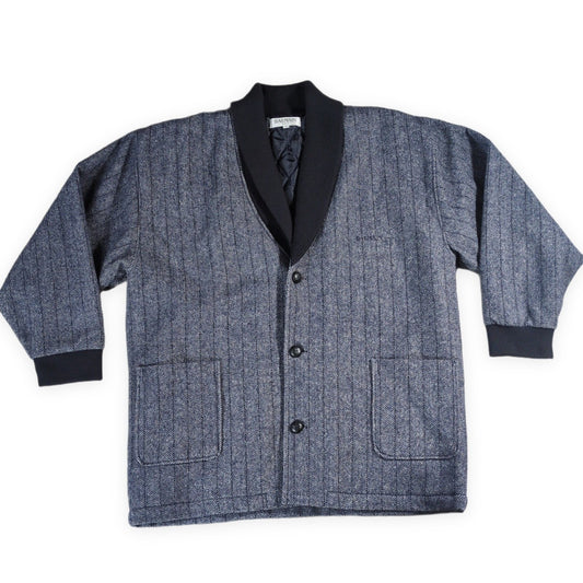 BALMAIN Shawl Collar Wool Jacket Blue Size L