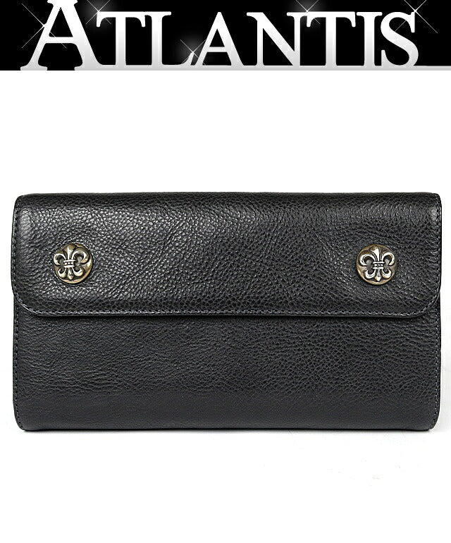 CHROME HEARTS Wave BS Fleur Leather Tri-fold Size ONE SIZE