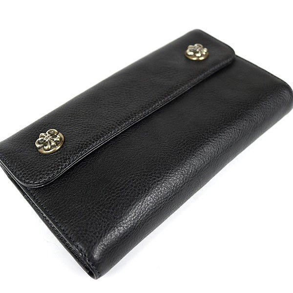 CHROME HEARTS Wave BS Fleur Leather Tri-fold Size ONE SIZE