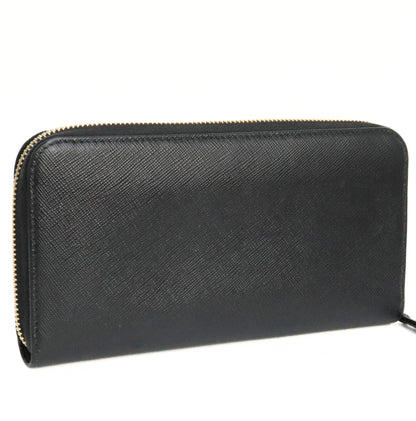 PRADA Black Saffiano Leather Zip Long Wallet Size ONE SIZE