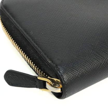 PRADA Black Saffiano Leather Zip Long Wallet Size ONE SIZE