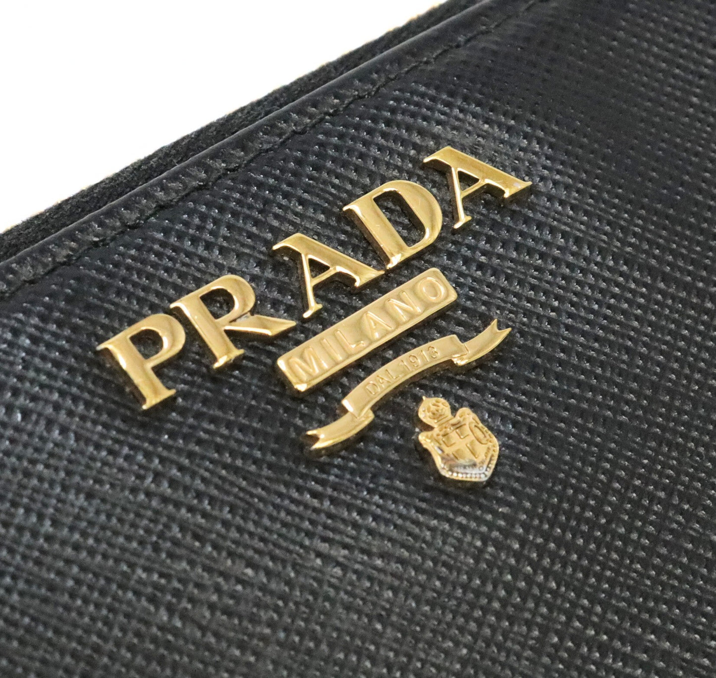 PRADA Black Saffiano Leather Zip Long Wallet Size ONE SIZE