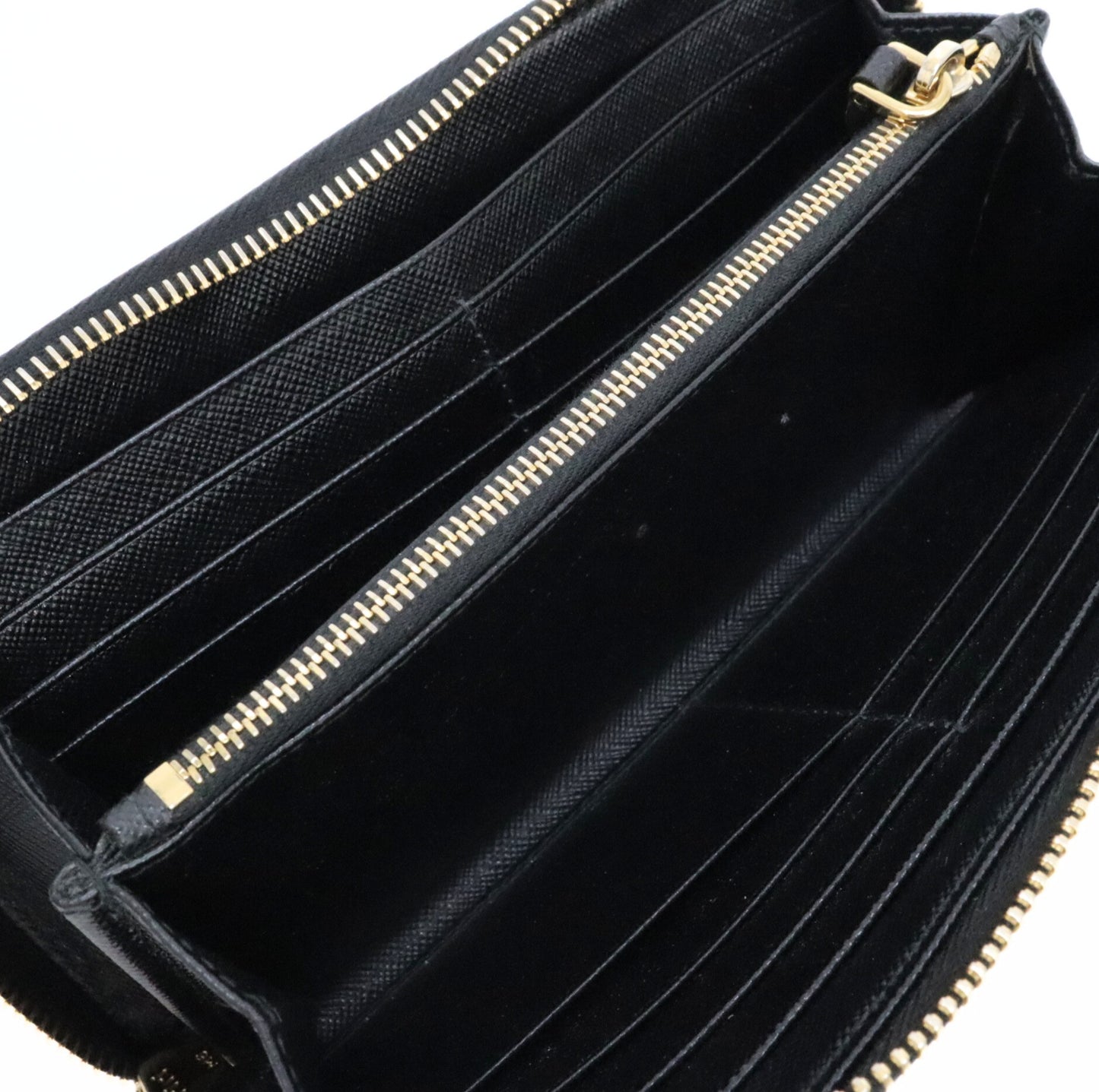 PRADA Black Saffiano Leather Zip Long Wallet Size ONE SIZE