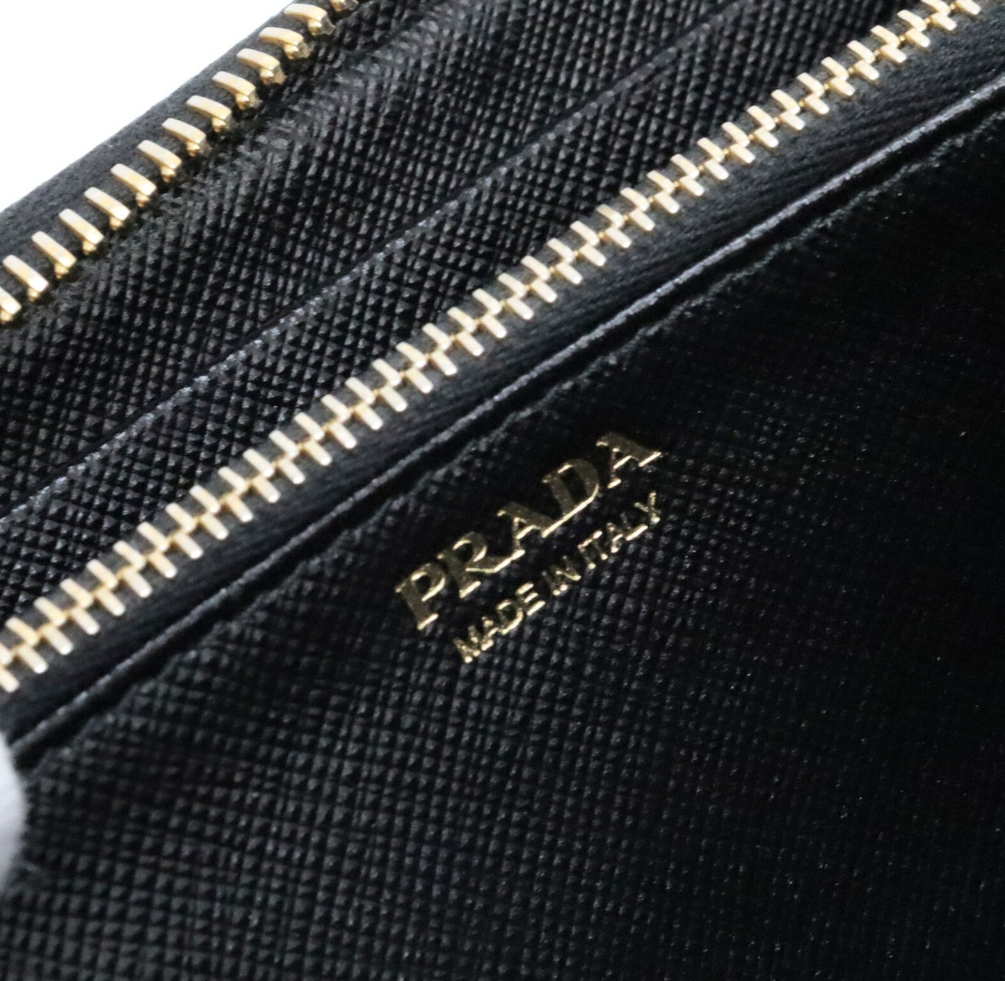 PRADA Black Saffiano Leather Zip Long Wallet Size ONE SIZE