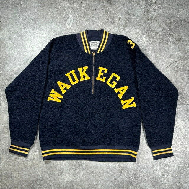 CHAMPION KNITWEAR 60s Half-Zip Boa Jacket Blue Size LARG