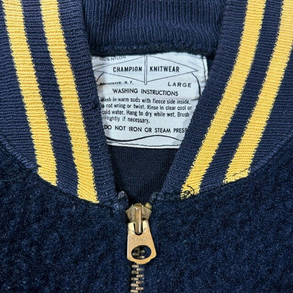 CHAMPION KNITWEAR 60s Half-Zip Boa Jacket Blue Size LARG