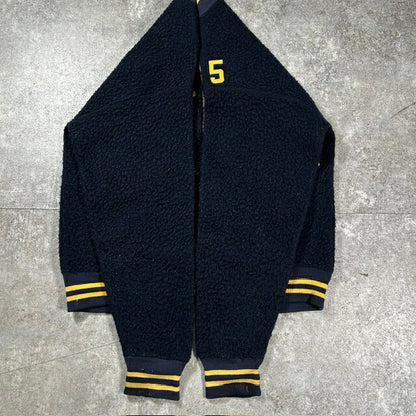 CHAMPION KNITWEAR 60s Half-Zip Boa Jacket Blue Size LARG