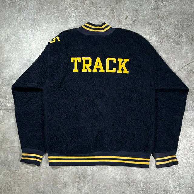 CHAMPION KNITWEAR 60s Half-Zip Boa Jacket Blue Size LARG