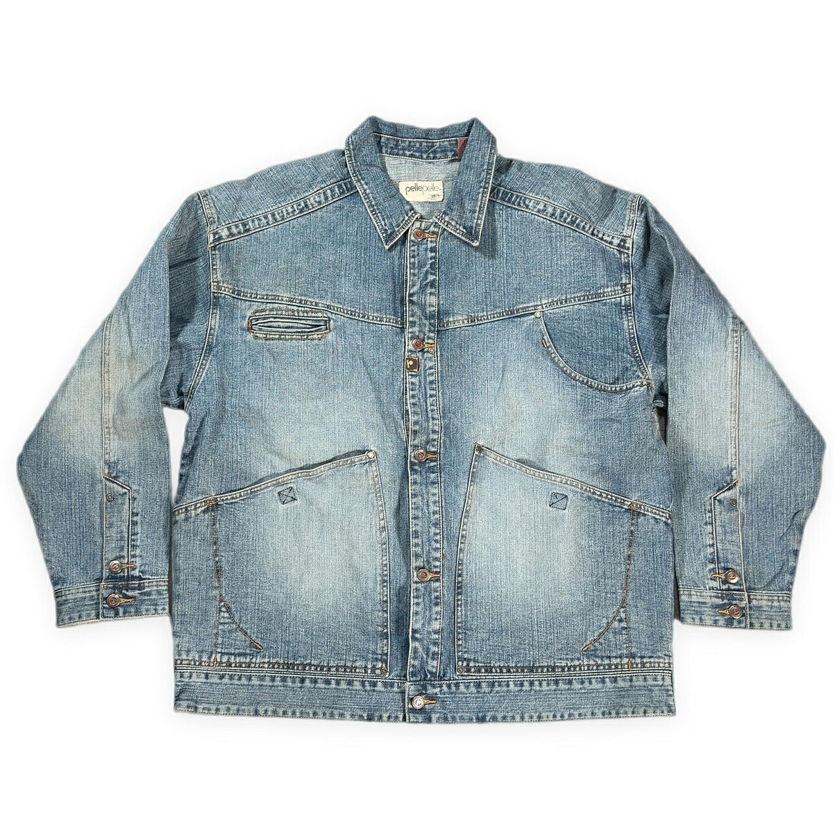 PELLE PELLE 90s Vintage Hip Hop Blue Denim Jacket Size XL
