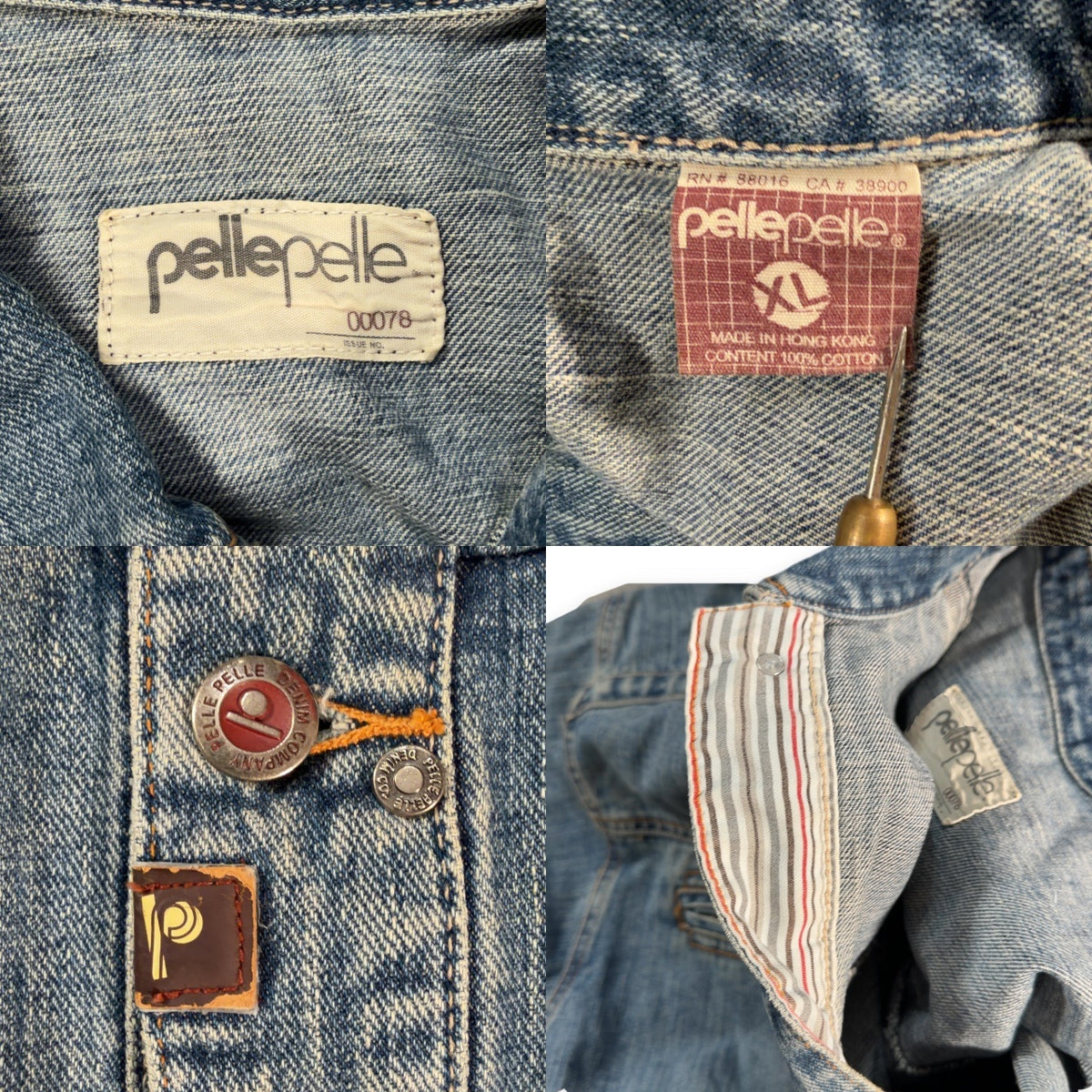 PELLE PELLE 90s Vintage Hip Hop Blue Denim Jacket Size XL