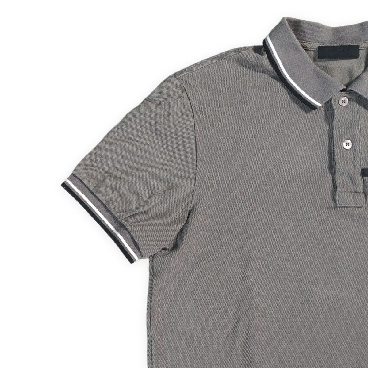 PRADA Gray Rubber Logo Polo Size M