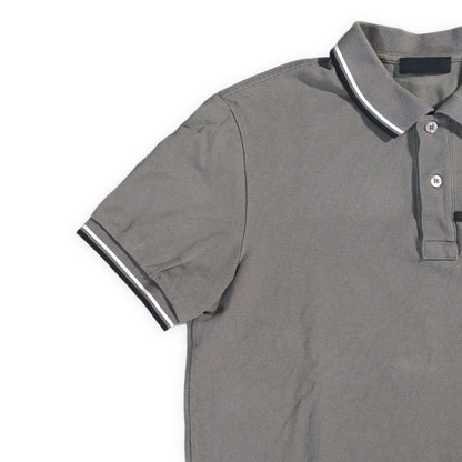 PRADA Gray Rubber Logo Polo Size M