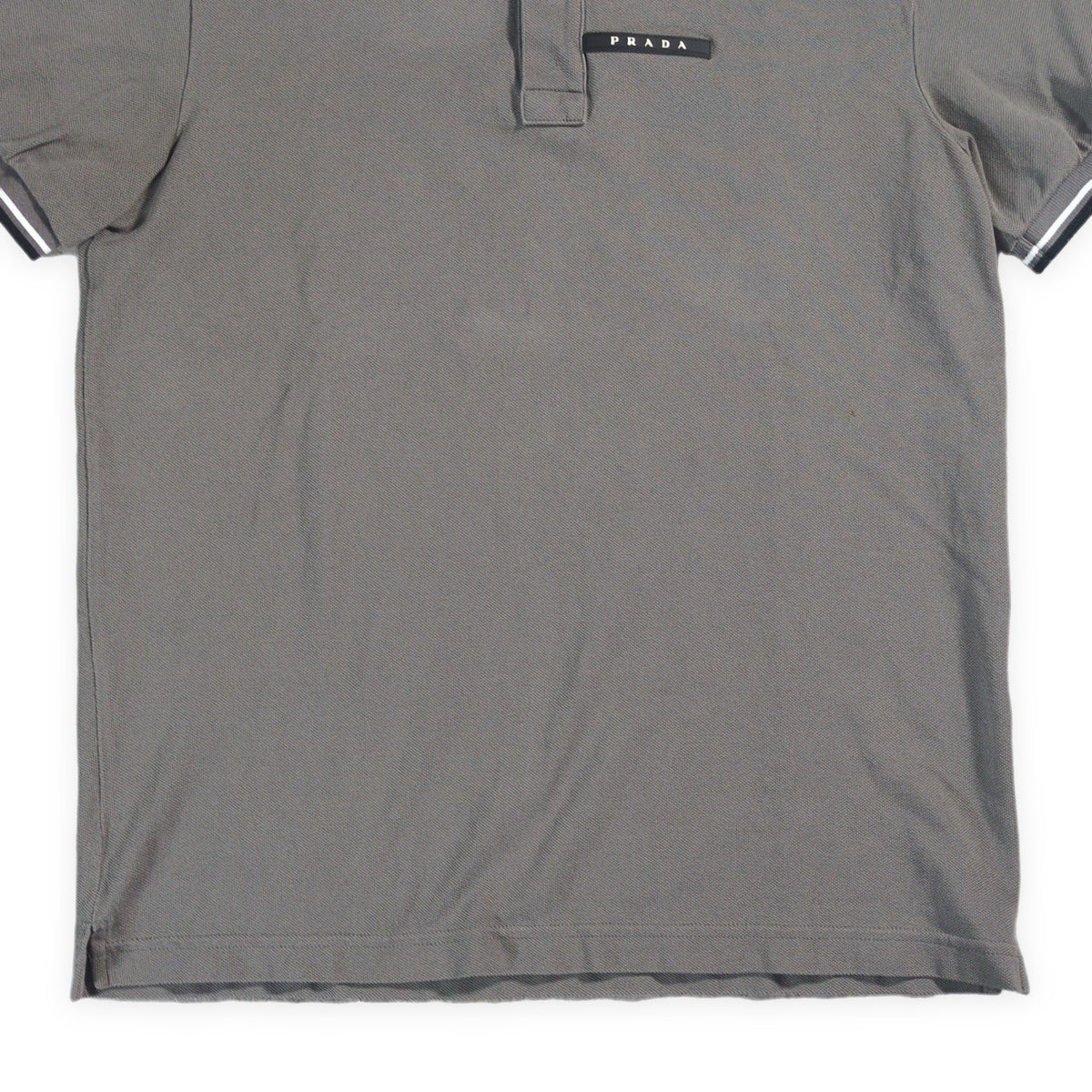 PRADA Gray Rubber Logo Polo Size M