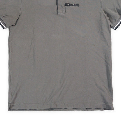 PRADA Gray Rubber Logo Polo Size M