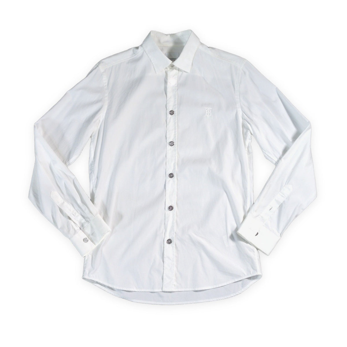BURBERRY LONDON TB Logo Embroidered Long Sleeve Shirt White Size S