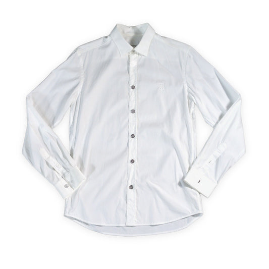 BURBERRY LONDON TB Logo Embroidered Long Sleeve Shirt White Size S