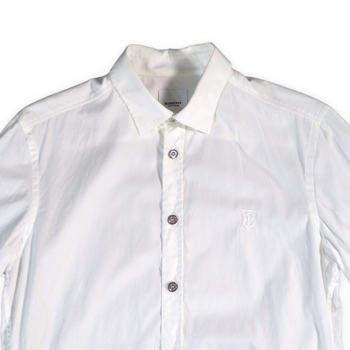 BURBERRY LONDON TB Logo Embroidered Long Sleeve Shirt White Size S