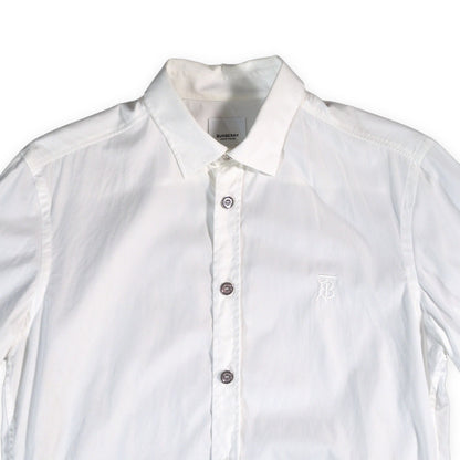 BURBERRY LONDON TB Logo Embroidered Long Sleeve Shirt White Size S