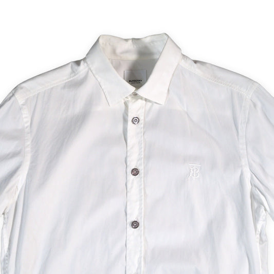 BURBERRY LONDON TB Logo Embroidered Long Sleeve Shirt White Size S