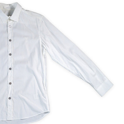 BURBERRY LONDON TB Logo Embroidered Long Sleeve Shirt White Size S