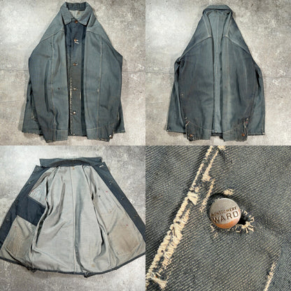 MONTGOMERY WARD 70s Vintage Faded Buttdye Work Jacket