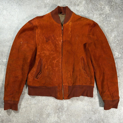 MA- 60s Vintage Brown Nubuck MA-1 Leather Jacket