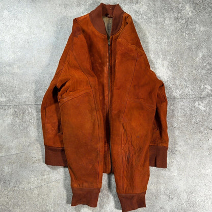 MA- 60s Vintage Brown Nubuck MA-1 Leather Jacket