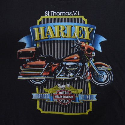 HARLEY-DAVIDSON 80s "HIT ME" Print T-Shirt Black Size XL