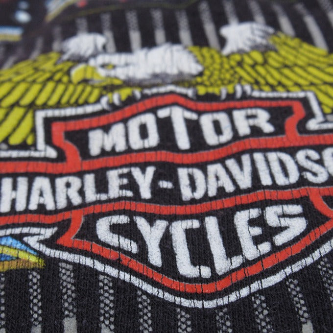 HARLEY-DAVIDSON 80s "HIT ME" Print T-Shirt Black Size XL
