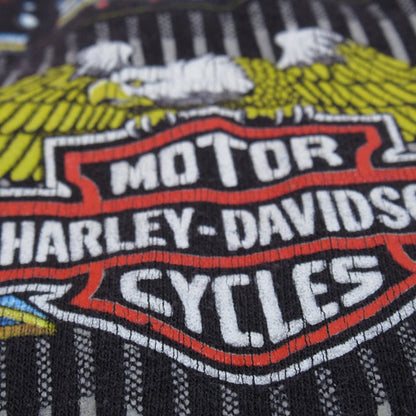 HARLEY-DAVIDSON 80s "HIT ME" Print T-Shirt Black Size XL