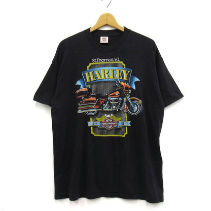 HARLEY-DAVIDSON 80s "HIT ME" Print T-Shirt Black Size XL