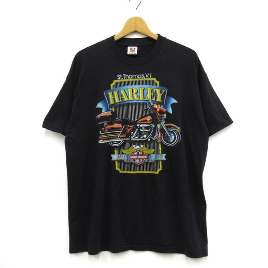 HARLEY-DAVIDSON 80s "HIT ME" Print T-Shirt Black Size XL