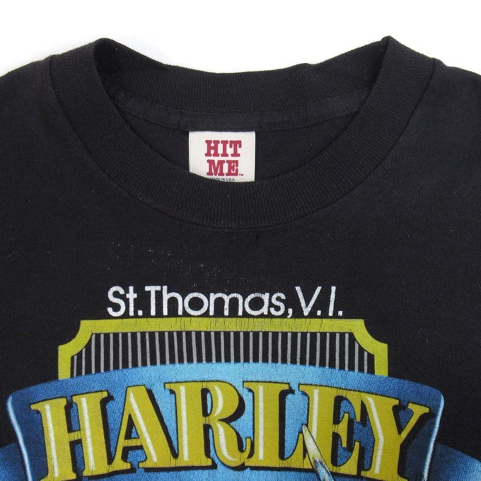 HARLEY-DAVIDSON 80s "HIT ME" Print T-Shirt Black Size XL