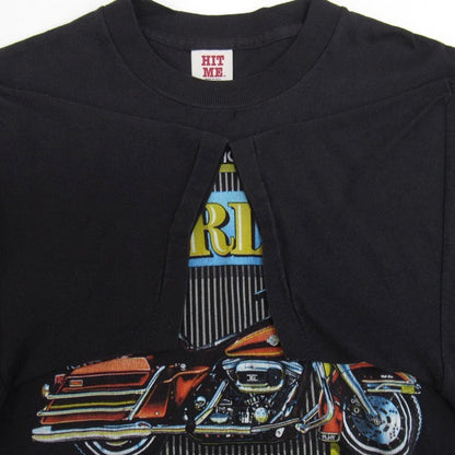 HARLEY-DAVIDSON 80s "HIT ME" Print T-Shirt Black Size XL