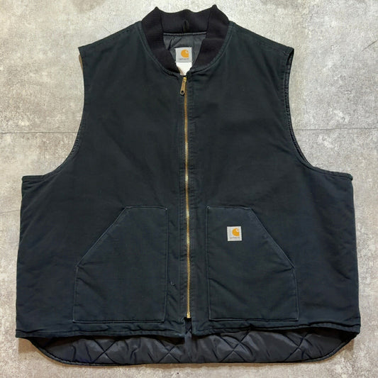 Carhartt 00s Black Duck Quilted Work Vest Size XXL