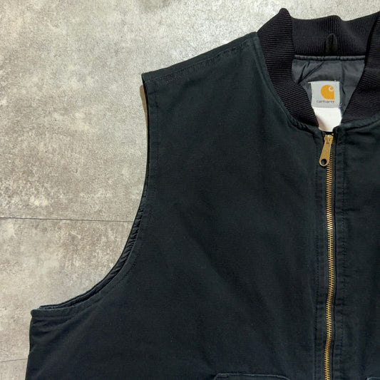Carhartt 00s Black Duck Quilted Work Vest Size XXL