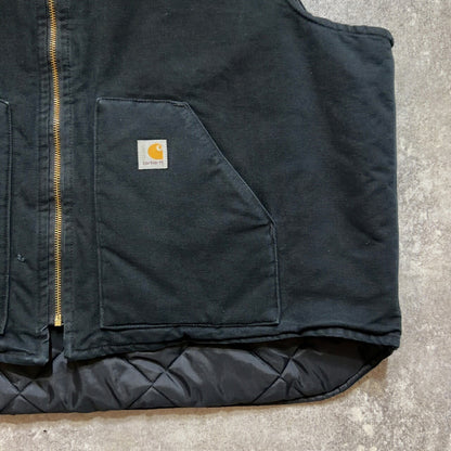 Carhartt 00s Black Duck Quilted Work Vest Size XXL
