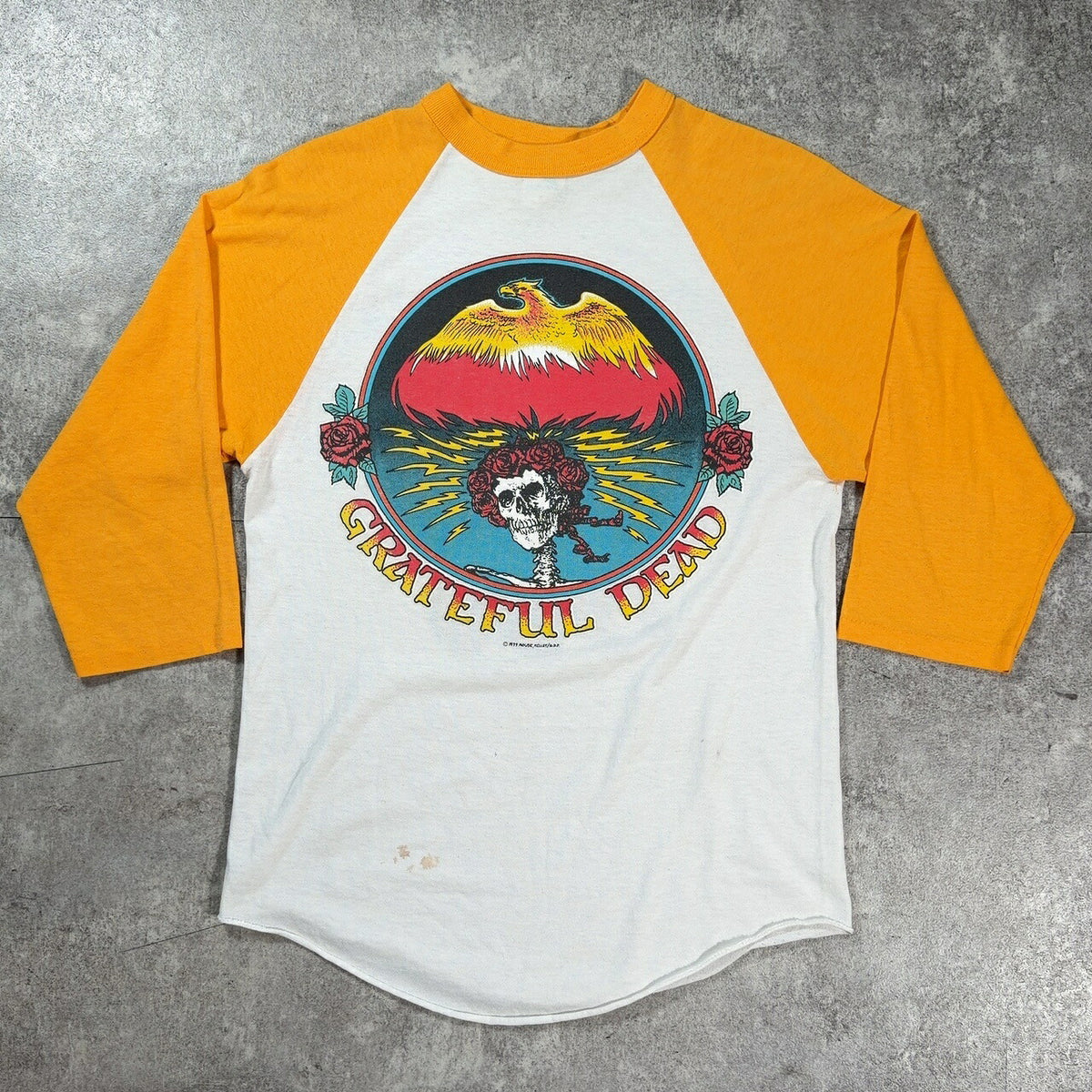 Grateful Dead 80s Vintage Mouse Kelley Raglan White Size S