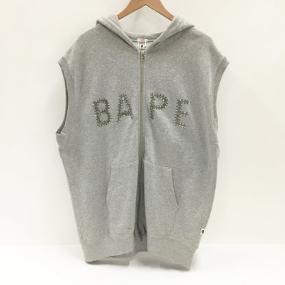 A BATHING APE Swarovski Zip Hoodie Vest Gray Size L