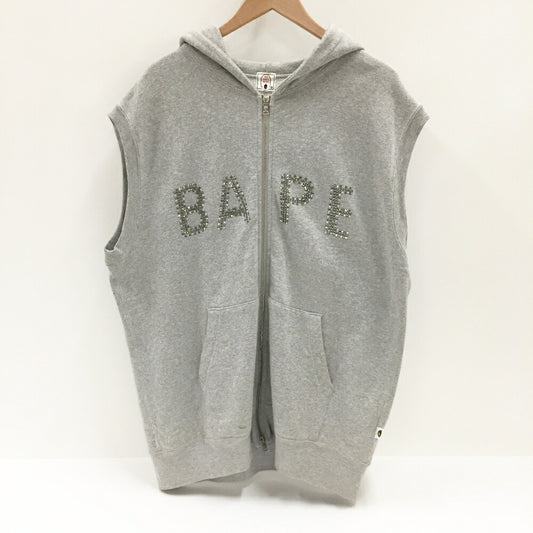 A BATHING APE Swarovski Zip Hoodie Vest Gray Size L