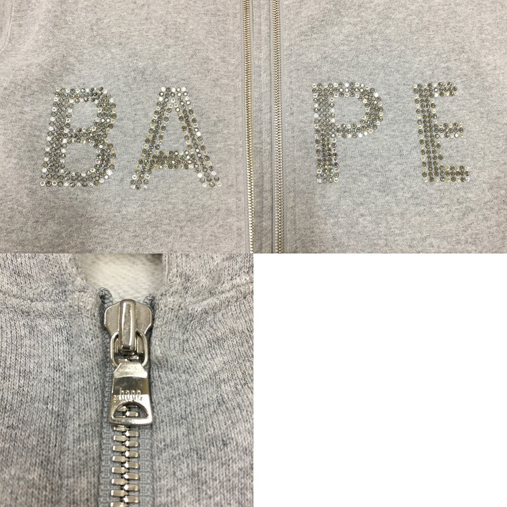 A BATHING APE Swarovski Zip Hoodie Vest Gray Size L
