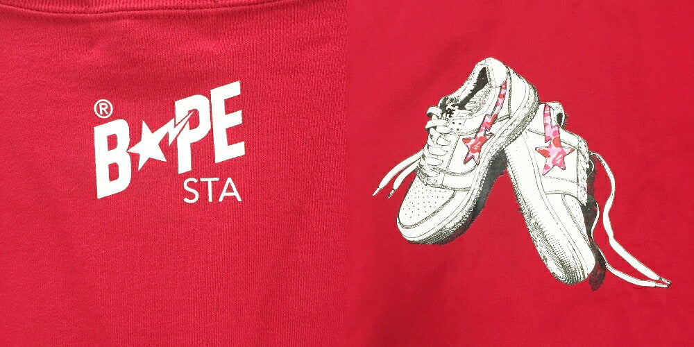 A BATHING APE BAPE STA Print Sweatshirt Red Size 2XL
