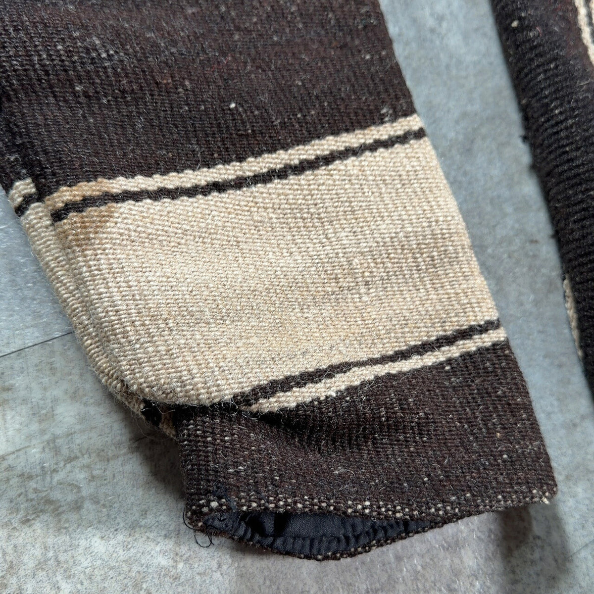 VINTAGE Striped Blanket Wood Button Jacket Brown