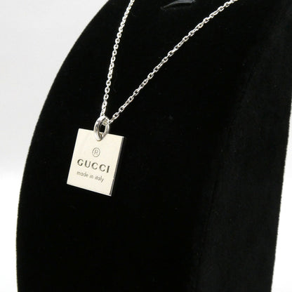 GUCCI Small Square Plate Silver Necklace Size ONE SIZE