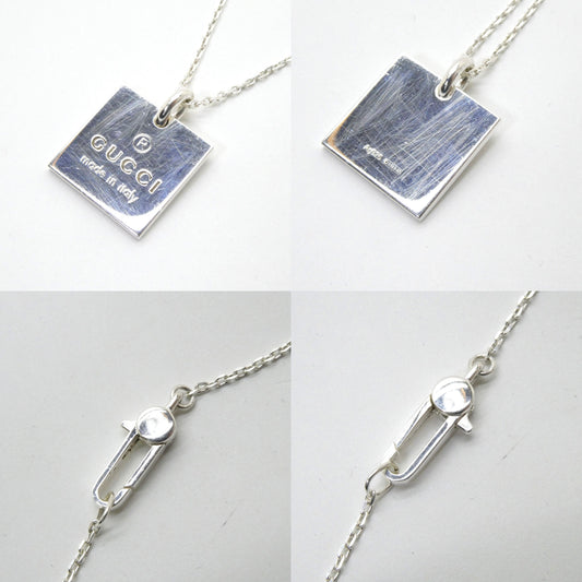 GUCCI Small Square Plate Silver Necklace Size ONE SIZE