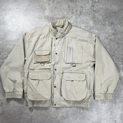 EDDIE BAUER 80s 90s Vintage Fishing Jacket Beige Size M