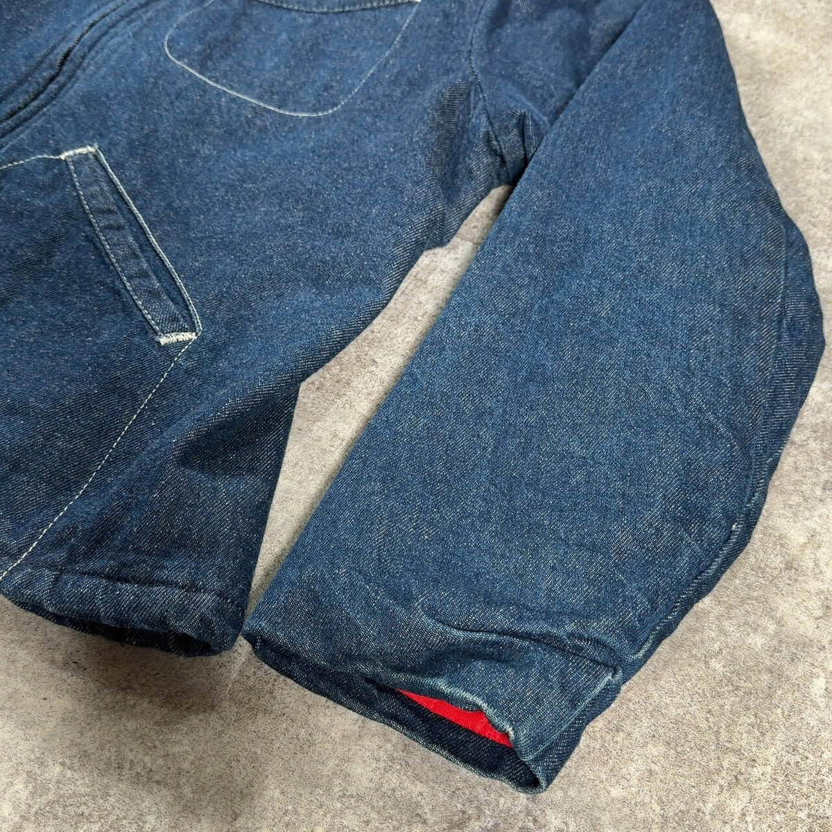 KEY KEY 80s Blue Corduroy Collar Denim Jacket Size 40