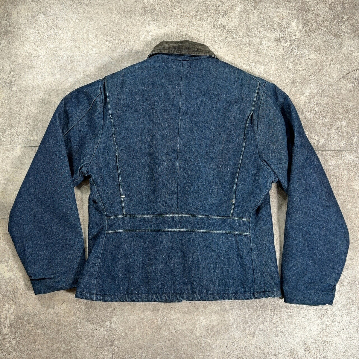 KEY KEY 80s Blue Corduroy Collar Denim Jacket Size 40